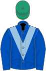 ROYAL BLUE, light blue chevron, emerald green cap