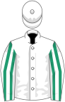 White, emerald green striped sleeves