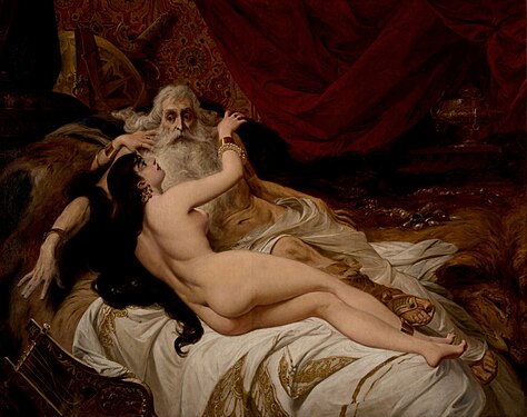 David and Abishag (1879) by Pedro Américo, depicting a story from the Hebrew Bible. Abishag was a servant of King David.