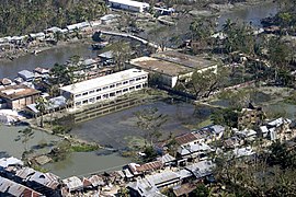 Storm intensification. Bangladesh after Cyclone Sidr (2007) is an example of catastrophic flooding from increased rainfall.[269]