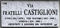 Marble plaque in the Via Fratelli Castiglioni