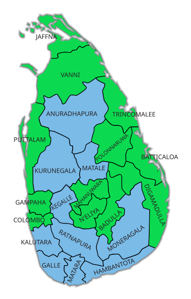 Majorities according to electoral districts