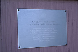 Ankeny House plaque