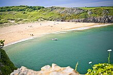 View of Barafundle Beach from a high vantage point