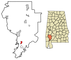 Location of Rockville in Clarke County, Alabama.