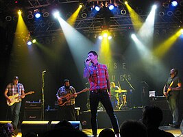 Further Seems Forever performing in 2012. Left to right: Dominguez, Neptune, Carrabba, Kleisath, and Colbert.