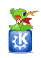 Konqi和KDE的Oxygen版徽标。
