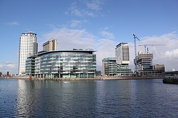 MediaCityUK under construction in Salford Quays, Greater Manchester