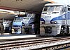 Four Amtrak trains on display at Los Angeles Union Station for National Train Day 2010