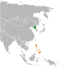 Map indicating locations of North Korea and Philippines