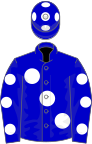 Blue, large white spots, spots on sleeves and cap