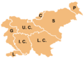 今斯洛文尼亚传统地区Goriška（G.）和Slovenska Istra（I.）原属于奥地利滨海区，后者是伊斯特拉半岛的余下小部分。