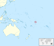 Map of Oceania, with a red circle showing where Tokelau is located