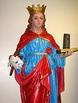 The original statue of St. Agrippina in the North End of Boston where her feast day is a large public festival. It is retired, but still displayed in the chapel, formerly at St. Leonard's Church.