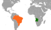 Location map for Angola and Brazil.