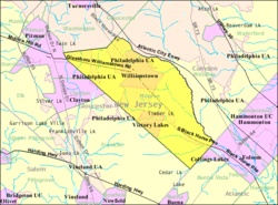 Census Bureau map of Monroe Township, Gloucester County, New Jersey