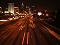 Downtown Connector facing south from Fifth Street bridge; nighttime view