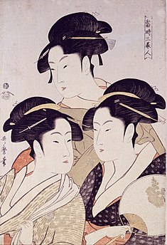 Three Beauties of the Present Day Utamaro, c. 1793