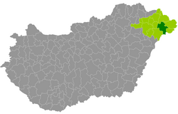 Mátészalka District within Hungary and Szabolcs-Szatmár-Bereg County.