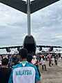 People wait in a queue to visit Airbus A400 aircraft in RMAF open day.