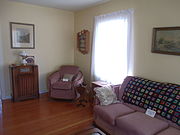 Inside the living room of the Lovinggood House.