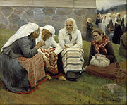 Painting by Albert Edelfelt, 'Women outside the Church at Ruokolahti'