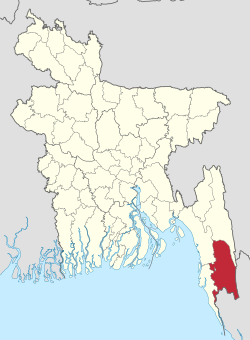 Location of Bandarban in Bangladesh