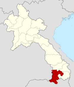 占巴塞省在老挝的位置