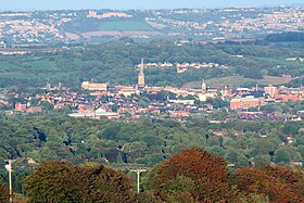 Chesterfield skyline and the Crooked Spire of Chesterfield Parish Church.