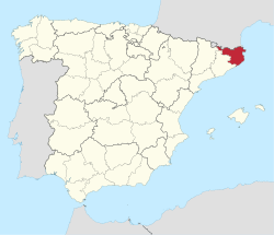 Map of Spain with the Province of Girona highlighted