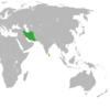 Location map for Iran and Sri Lanka.