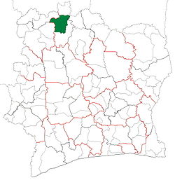 Location in Ivory Coast. Kouto Department has retained the same boundaries since its creation in 2008.