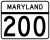 Maryland Route 200 marker