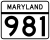 Maryland Route 981 marker