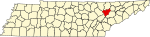 标示出安德森县位置的地图