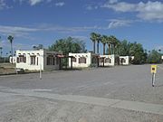 Some of the individual room units of The Buckhorn Baths Motel which was built in 1939 is and located at 5900 Main St. in Mesa. The Buckhorn Baths Motel was listed in the National Register of Historic Places on May 10, 2005, reference number #05000421.