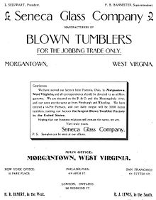 December 1896 advertisement for Seneca Glass Company discussing move