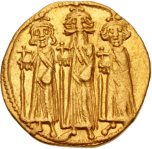 Golden coin of Heraclius with sons