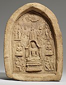 Burmese copy of a terracotta pilgrim souvenir of the Mahabodhi Temple at Bodh Gaya, 11th century, 6.7 inches high.