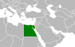 Map indicating locations of Egypt and Israel