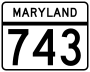 Maryland Route 743 marker