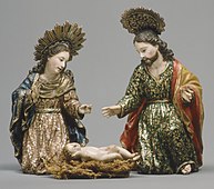 Nativity set by Manuel Chili Caspicara, 18th century Quito School, at the New York Metropolitan Museum of Art