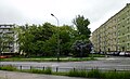 The square as seen from the intersection of Opaczewska and Szczęśliwicka Streets.