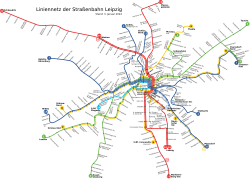 Map of Leipzig tramway network, November 2021.