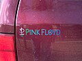 Close-up of Pink Floyd lettering on Golf Pink Floyd wagon