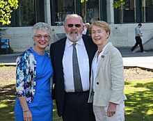 Katherine Zappone (left) and Ann Gilligan (right), with Senator David Norris