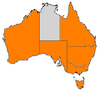 Australian States and Terrirtories with operating squadrons are highlighted orange