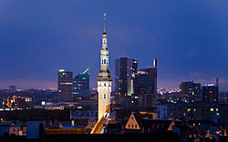 Tallinn business district at night