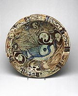 Syrian bowl with peacock motif, c. 1200. Brooklyn Museum.