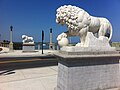 The lions restored to their original 1925 location, following completion of the bridge upgrade.